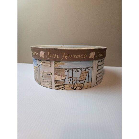 Decorative Hat Box Round Beach Theme - Picture 1 of 8
